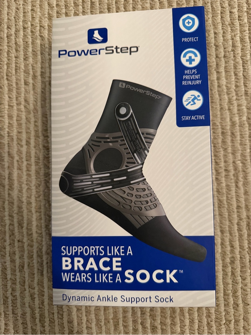 PowerStep Dynamic Ankle Support Sock (Left-M) New in box- Never Used